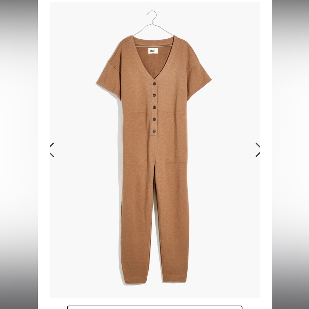 MWL by Maxwell Brown Short-Sleeve Coverall Jumpsuit. OBO